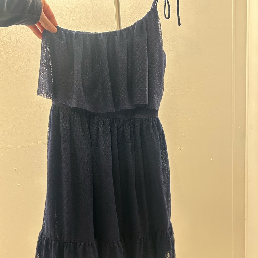 Lulus Ruffle-Trim Navy Tulle Dress - Picture 6 of 10